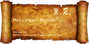 Metzinger Rezső névjegykártya